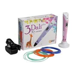 Ручка 3D 3Dali Plus KIT FB0021Pk розовая, трафарет и пластик в наб. 2870495 (1565401) Даджет