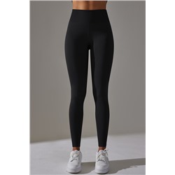 Black Solid Color High Waist Butt Lifting Active Leggings