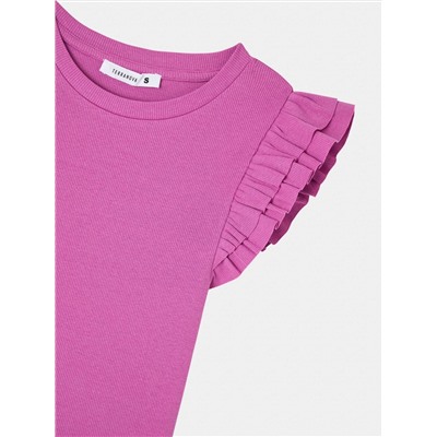 Укороченная футболка с рукавами с воланами фиолетовый