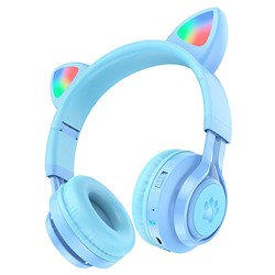 Bluetooth-наушники полноразмерные Hoco W39 Cat ear kids BT (повр. уп.) (blue)