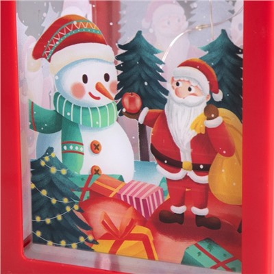 Светильник "Дед мороз и снеговик" 3хААА красный 14х14х30,5см
