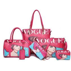 Комплект сумок из 6 предметов, арт А74, цвет:розовый
