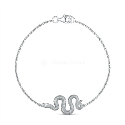 Кольцо разъёмное из серебра с фианитами родированное - Змея