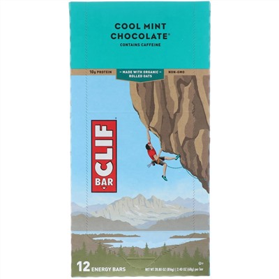 Clif Bar, Energy Bar, прохладный мятный шоколад, 12 батончиков, 68 г (2,40 унции) каждый