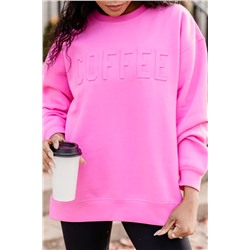 Bonbon COFFEE Letter Embossed Casual Sweatshirt