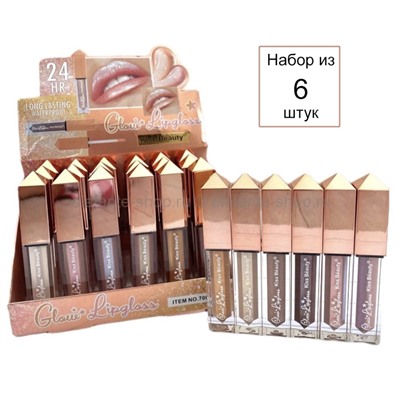 Набор блесков для губ Kiss Beauty 24Hr Glow Lipgloss, 6 штук