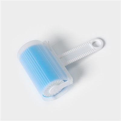 Ролик для чистки одежды в футляре силиконовый, 17×11×6 см, цвет голубой