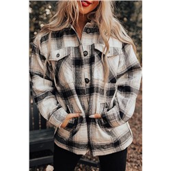 Black Vintage Plaid Fleece Lining Jacket