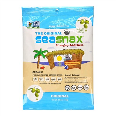 SeaSnax, "Classic" Olive, Roasted Seaweed Snack, 5 sheets - .54 oz (15 g)