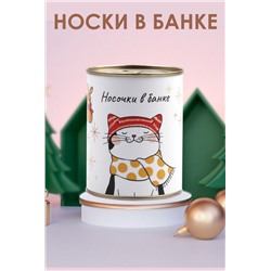 Носки женские в банке №GL1707 Кошечки и зайчики (Ассорти)