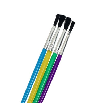 Набор кистей нейлон, 4 штуки, плоские, с пластиковыми, цветными ручками