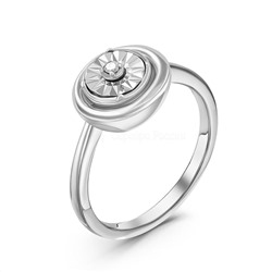 Кольцо из серебра с бриллиантом родированное 925 пробы SR002986I3