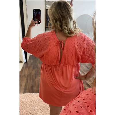 Carrot Plus Size Eyelet Contrast Bodice Babydoll Dress