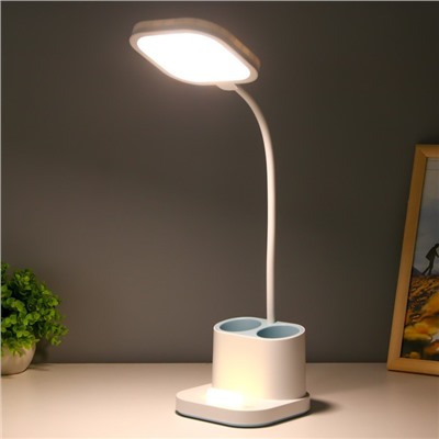 Настольная лампа сенсорная "Классен" LED 3Вт АКБ USB бело-голубая 14х13,5х57 см RISALUX