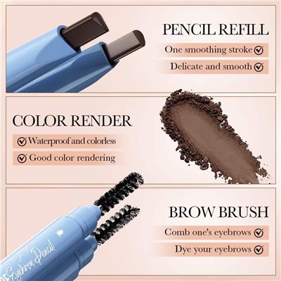 SADOER Водостойкий карандаш для бровей Waterproof Eyebrow Pencil, 01 Lighte Brown