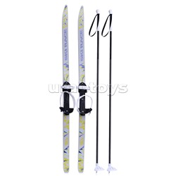 Лыжи подростковые "Ski Race" 130/100 см, унив.крепление, с палками стеклопластик серые.