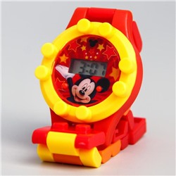 Часы наручные лего, Микки Маус, с ремешком-конструктором