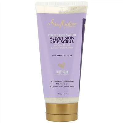 SheaMoisture, Purple Rice Water, Velvet Skin Rice Scrub, 6 fl oz (177 ml)