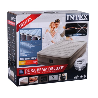 INTEX Кровать надувная ULTRA PLUSH, встроенный электронасос 220В, 152x203x46см, ПВХ, 64428NP