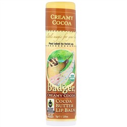 Badger Company, Бальзам для губ с какао, сливочное какао, .25 унции (7 г)