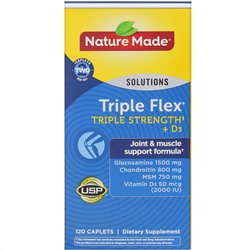 Nature Made, Triple Flex, «Тройное действие» + витамин D3, 120 капсуловидных таблеток