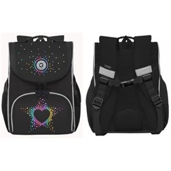 Рюкзак 1-4 класс школьный RAm-484-7/1 "Сердце" черный 25х33х13 см + сумка для сменной обуви GRIZZLY
