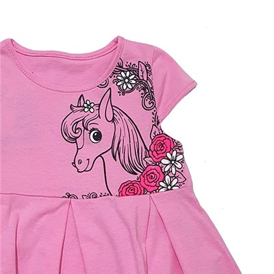 ПЛ-760 Платье для девочки (розовый лошадка)