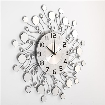 Часы настенные, серия: Ажур, "Стеклянные капли", плавный ход, d-49 см, циферблат 22 см