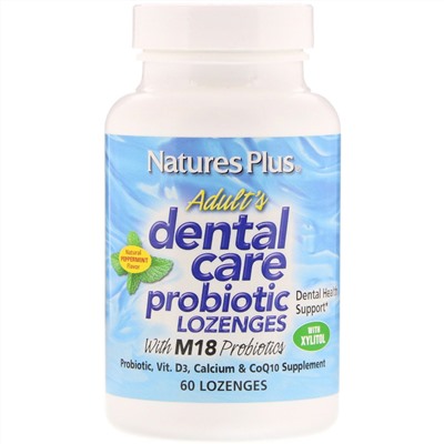 Nature's Plus, Пробиотик для полости рта, для взрослых, натуральный вкус перечной мяты, 60 леденцов