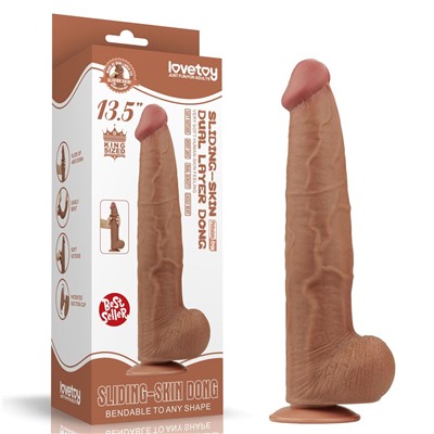 Коричневый фаллоимитатор 13.5 King Sized Sliding Skin Dual Layer Dong - 34 см.