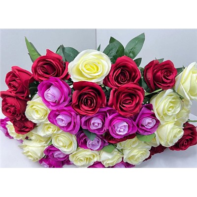 Цветок искусственный декоративный Роза в ассортименте 1 шт 55 см