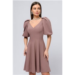 Платье бежевого цвета длины мини с объемными рукавами 1001 DRESS #844816