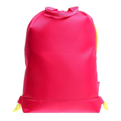 Мешок для обуви с карманом 430 х 360 х 90 мм, с расширением, ручка-петля, светоотражающая полоса, Оникс МО-31с-48, розовый/салатовый (полиэстер кашированный пенополиуретаном "дутик")