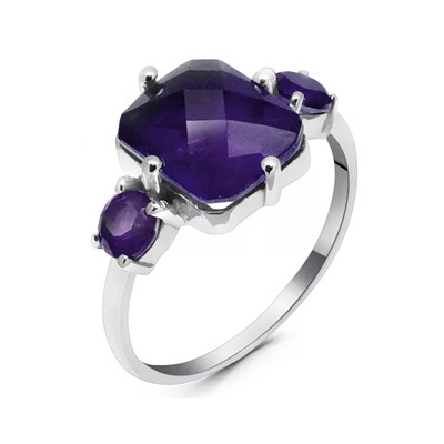 Кольцо из серебра турмалин фиолетовый выращ., Арте