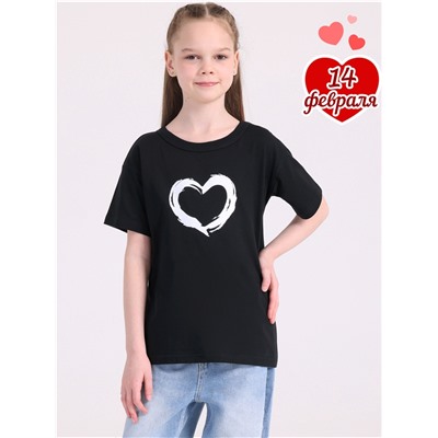 футболка 1ДДФК4328001; черный / Сердце кистью