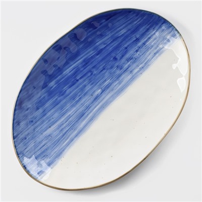Блюдо фарфоровое Доляна «Космос», 30,8×21,7×3,3 см, цвет синий