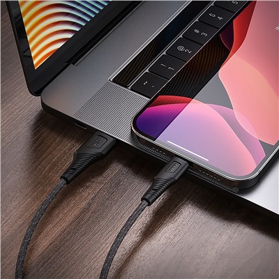 Кабель USB - Apple lightning Hoco X58 Airy silicone (повр. уп)  100см 2,4A  (black)