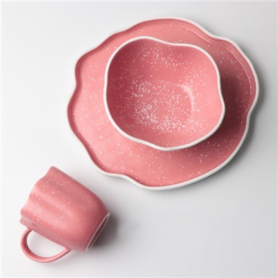 Салатник керамический неровный край «Розовая», 600 мл, 17 см, цвет розовый