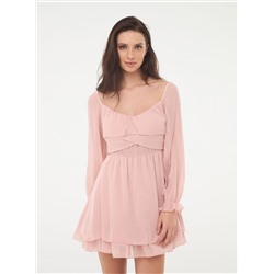 Короткое платье из ткани жоржет розовый