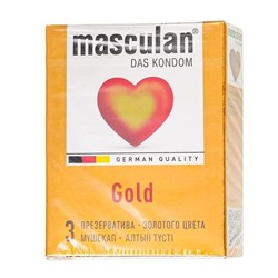 Презервативы Masculan Gold с ароматом ванили - 3 шт.