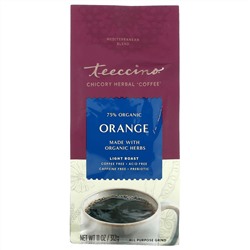 Teeccino, травяной кофе из цикория, средиземноморская смесь, апельсин, легкая обжарка, без кофеина, 312 г (11 унций)