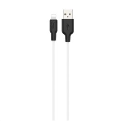 Кабель USB - Apple lightning Hoco X21 Plus (silicone)  200см 2,4A  (white/black)