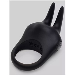 Черное эрекционное виброкольцо Sensation Rechargeable Vibrating Rabbit Love Ring