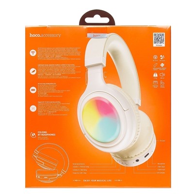 Bluetooth-наушники полноразмерные Hoco W48 Focus (milky white)