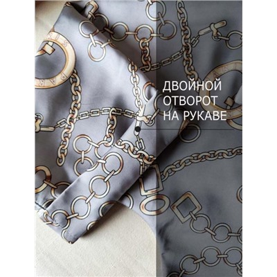 Блуза шелк 1311 (Цепи серые)