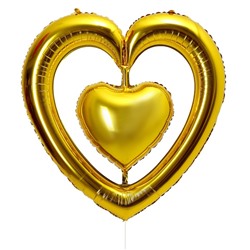 Шар фольгированный 40" «Сердце в сердце», цвет золото
