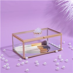 Органайзер для хранения «MOUNTAINS», с крышкой, стеклянный, с зеркальным дном, 1 секция, 17 × 10,5 × 7 см, цвет прозрачный/медный