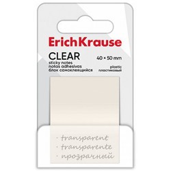Бумага для заметок с клеевым краем 40х50 мм 50л "Clear" пластиковые прозрачные 61698 ErichKrause