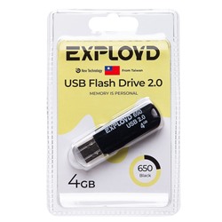 Флэш накопитель USB  4 Гб Exployd 650 (black)
