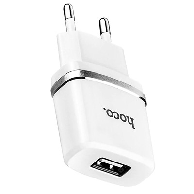 Адаптер Сетевой с кабелем Hoco C11 (повр. уп.) USB 1A/5W (USB/Lightning) (white)